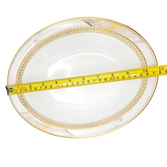 Minton Alabaster & Gold Oval Vegetable Bowl Royal Doulton 1990s Vintage - Picture 6 of 15